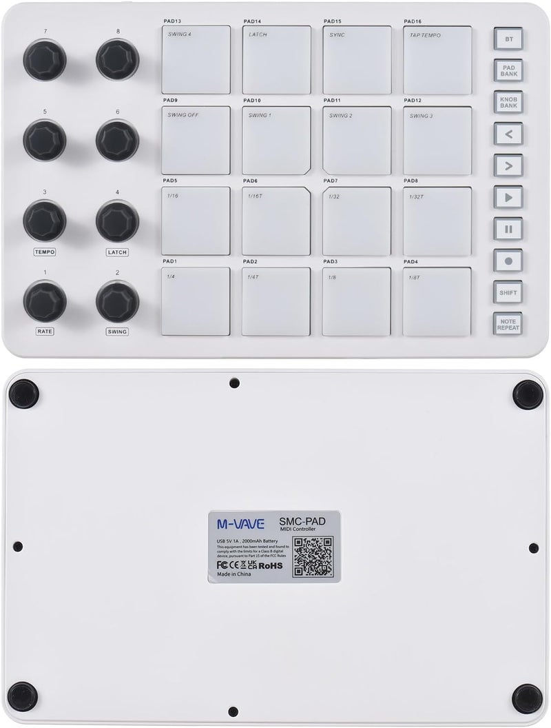summina MIDI Controller Strike Pad Midi Drum Pad RGB Backlight MIDI Keyboard BT Connection Low Latency 16 Strike Pads 8 Assignable Knobs Note Repeat Portable MIDI Pad Controlador Midi - Image 4